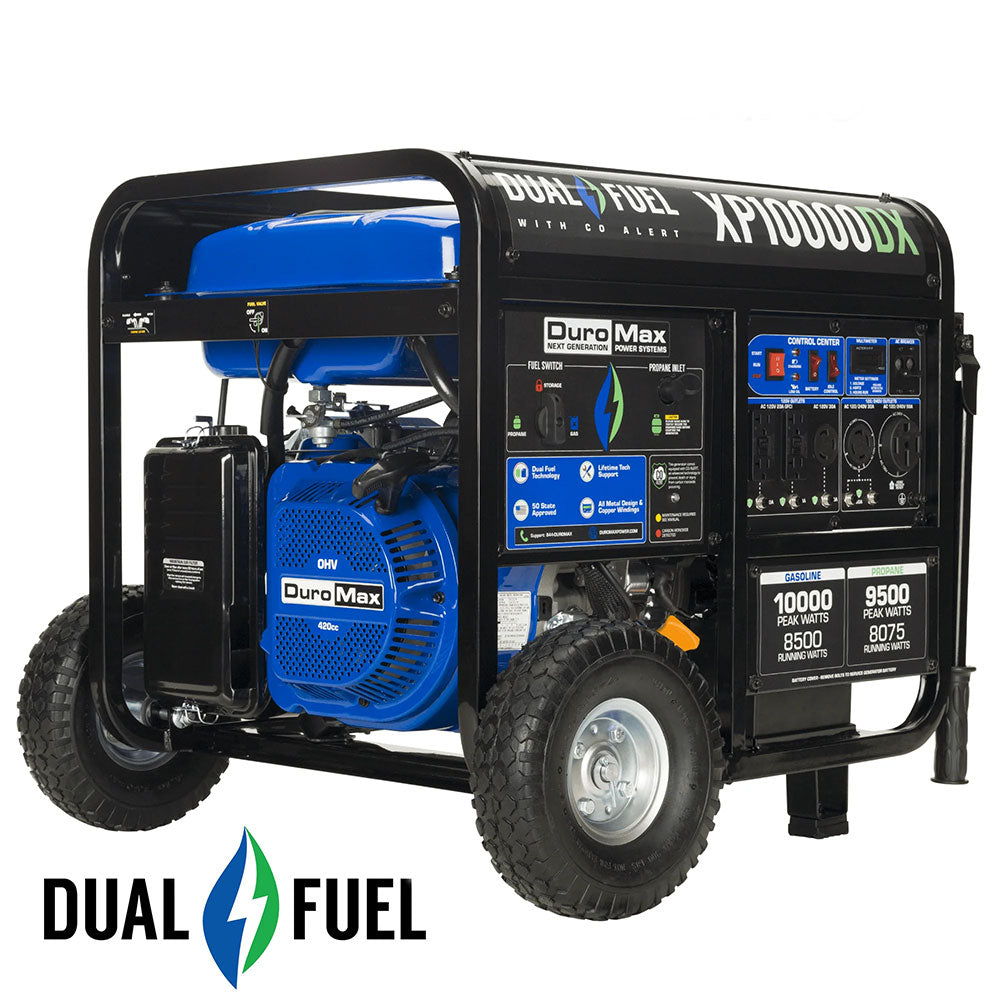 DuroMax, DuroMax XP10000DX 10,000 Watt Dual Fuel Gas Propane Portable Generator w/ CO Alert