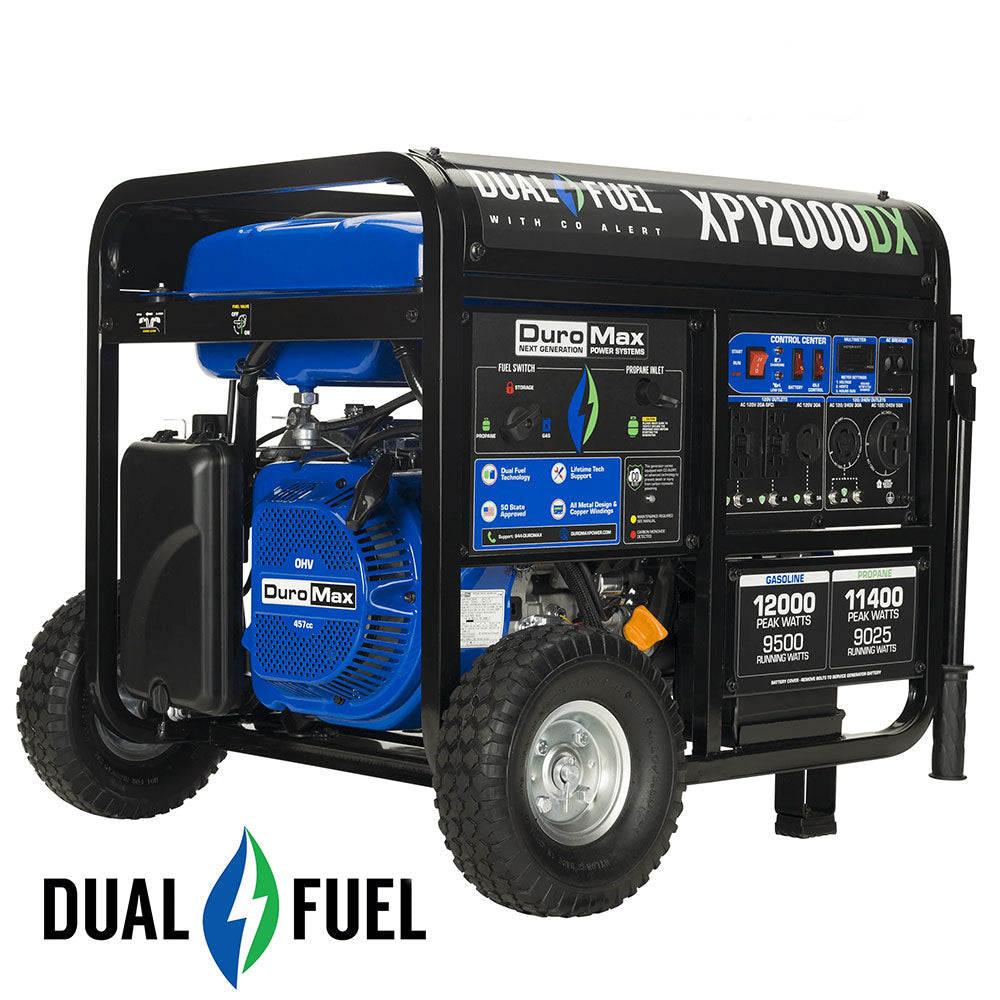DuroMax, DuroMax XP12000DX 12,000 Watt Dual Fuel Gas Propane Portable Generator w/ CO Alert