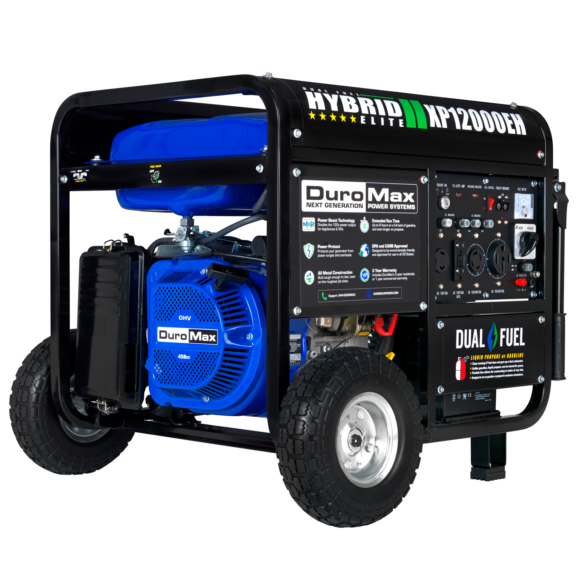 DuroMax, DuroMax XP12000EH 12,000 Watt Portable Dual Fuel Gas Propane Generator