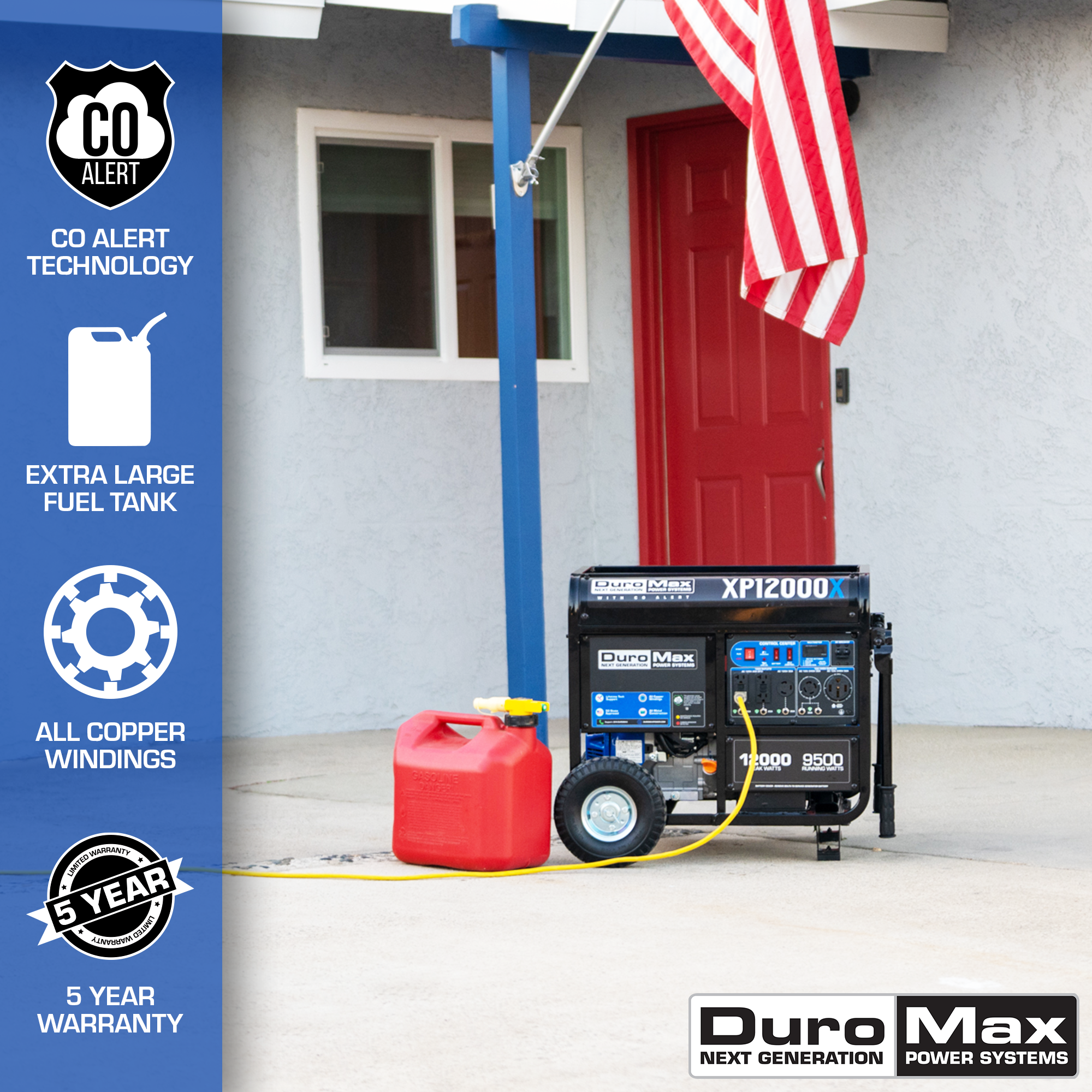 DuroMax, DuroMax XP12000X 12,000 Watt Gasoline Portable Generator w/ CO Alert