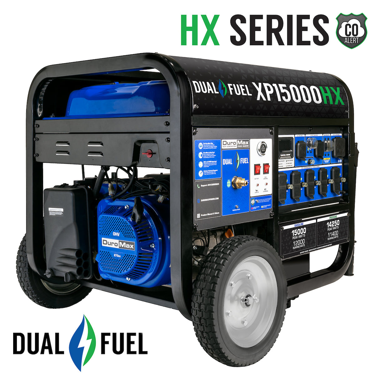 DuroMax, DuroMax XP15000HX 15,000 Watt Electric Start Dual Fuel Portable Generator