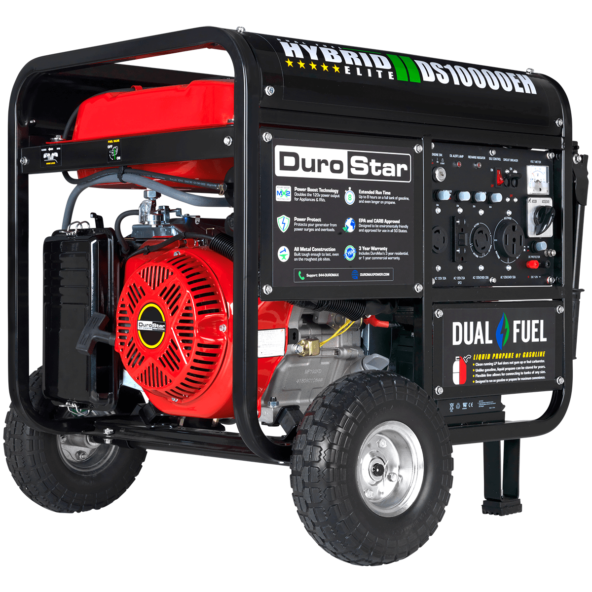 DuroStar, DuroStar DS10000EH 10,000W 439cc Dual Fuel Portable Generator w/ Electric Start