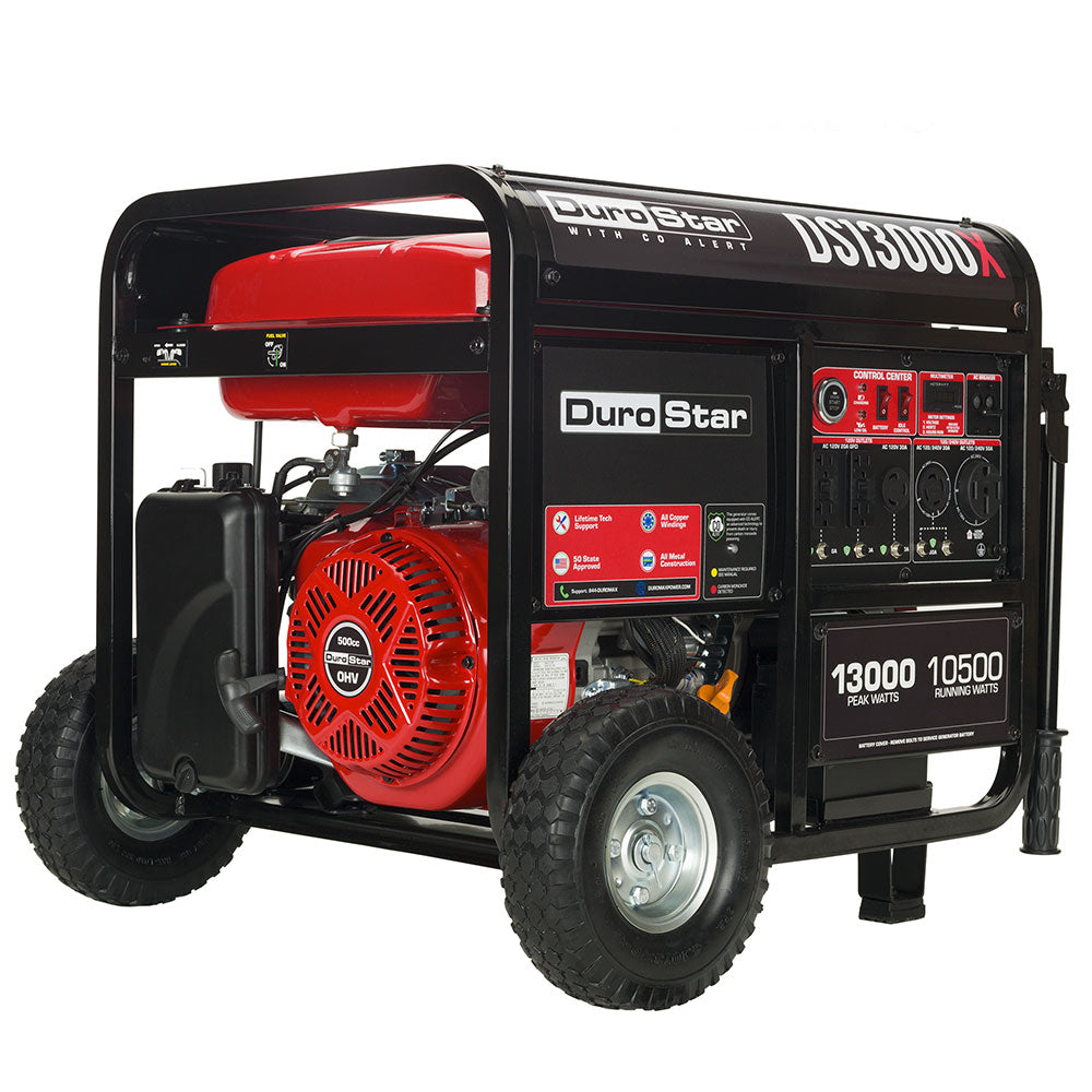 DuroStar, DuroStar DS13000X 13,000W/10,500W 500cc Electric Start Portable Generator w/ CO Alert