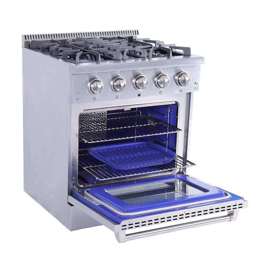Thor Kitchen, Thor Kitchen HRG3080U 30 in. Professional Gas Range Oven 4 Burners Blue Porcelain Interior Stainless Steel New