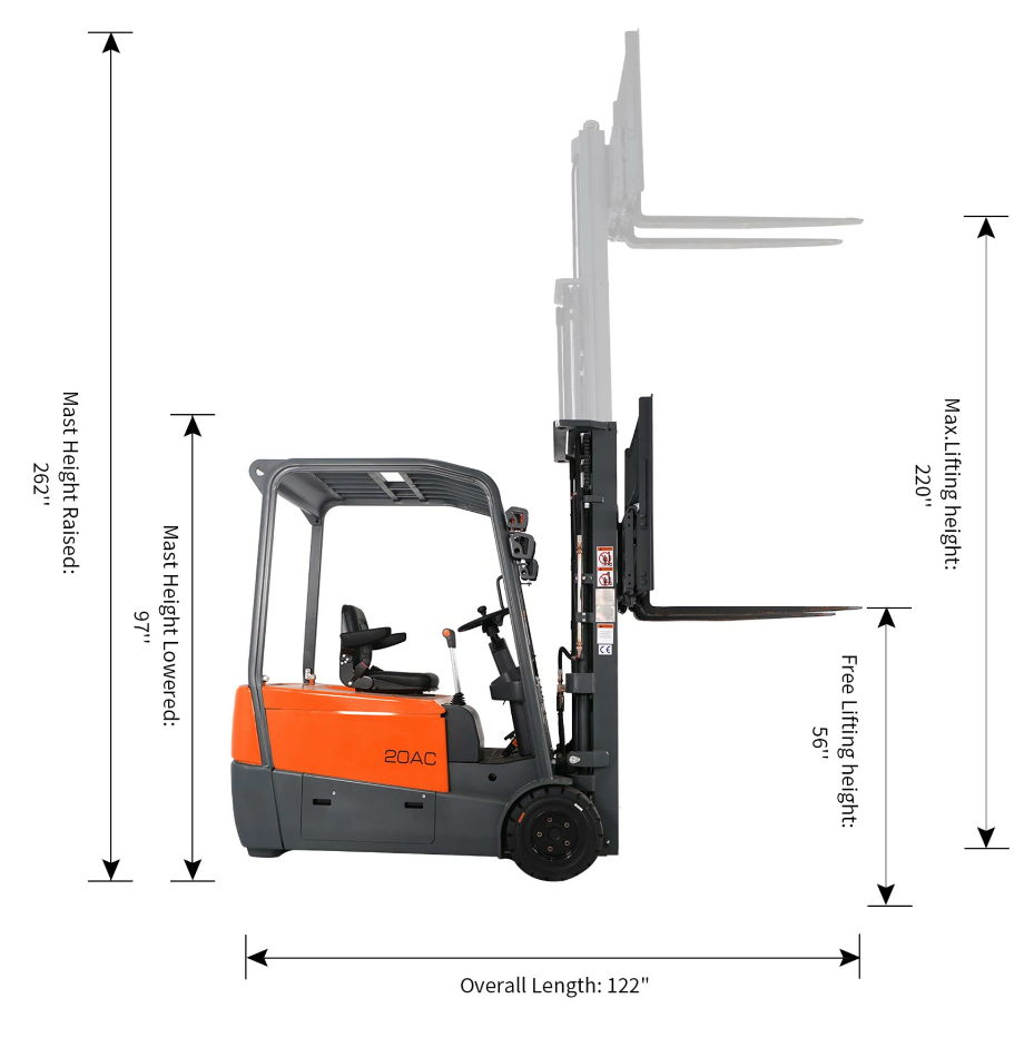 Tory Carrier, Tory Carrier 3WEFSA44-220 3 Wheel Electric Forklift 4400 lbs. Capacity without Heating Film New