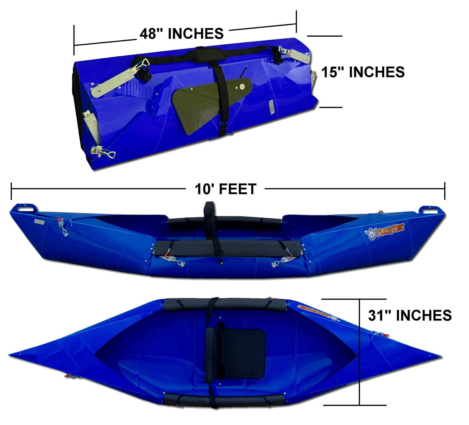 Tucktec, Tucktec Advanced 2020 Model 10 Ft Foldable Kayak Portable Lightweight Canoe Blue New