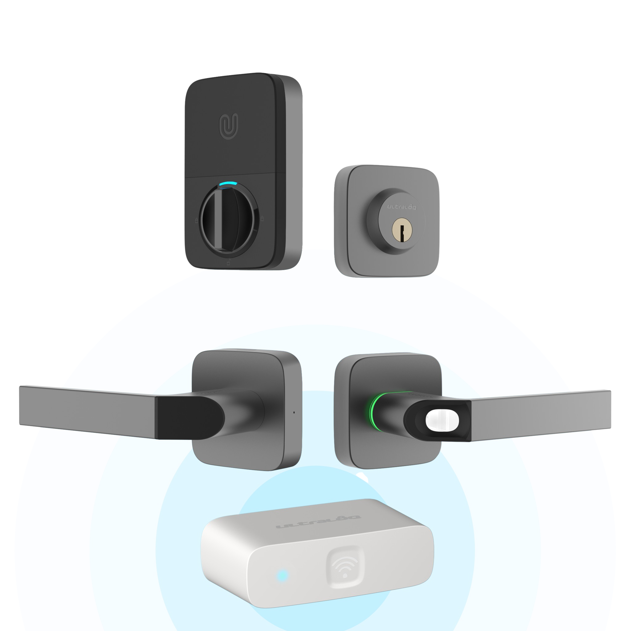 U-Tec, U-Tec COMBO Bluetooth Enabled Fingerprint and Key Fob Two-Point Smart Lock in Black New