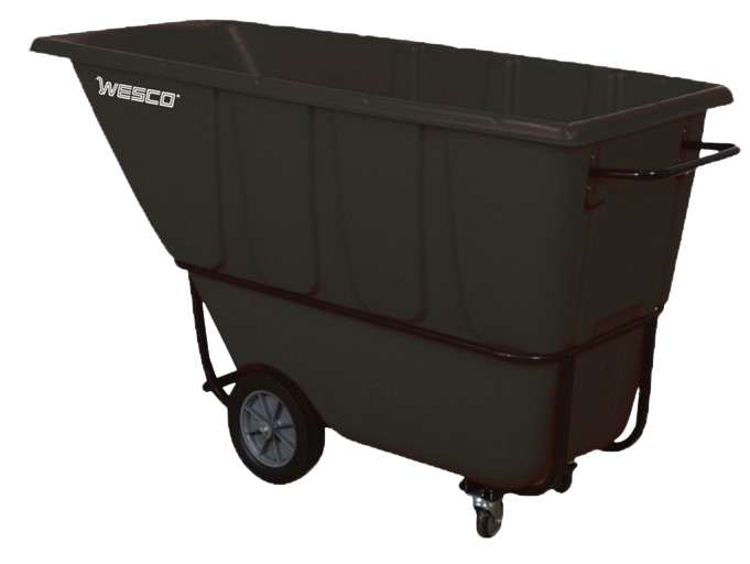 Wesco, Wesco 272582 1 Cubic Yard Plastic Poly Tilt Cart 1250 lbs. Capacity Black New