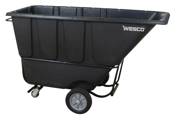 Wesco, Wesco 272585 1 Cubic Yard Plastic Poly Tilt Cart Fork Liftable 1250 lbs. Capacity Black New