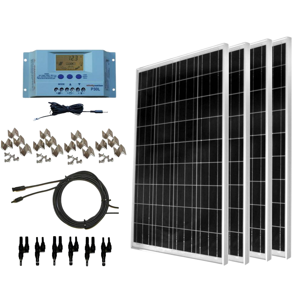 WindyNation, WindyNation SOK-400WP-P30L 400 Watt Solar Panel Kit With LCD Charge Controller New