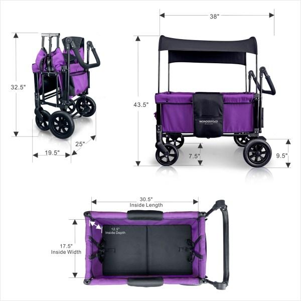 WonderFold Baby, WonderFold Baby W1 Multi-Function Folding Double Stroller Wagon with Removable Canopy Cobalt Violet New