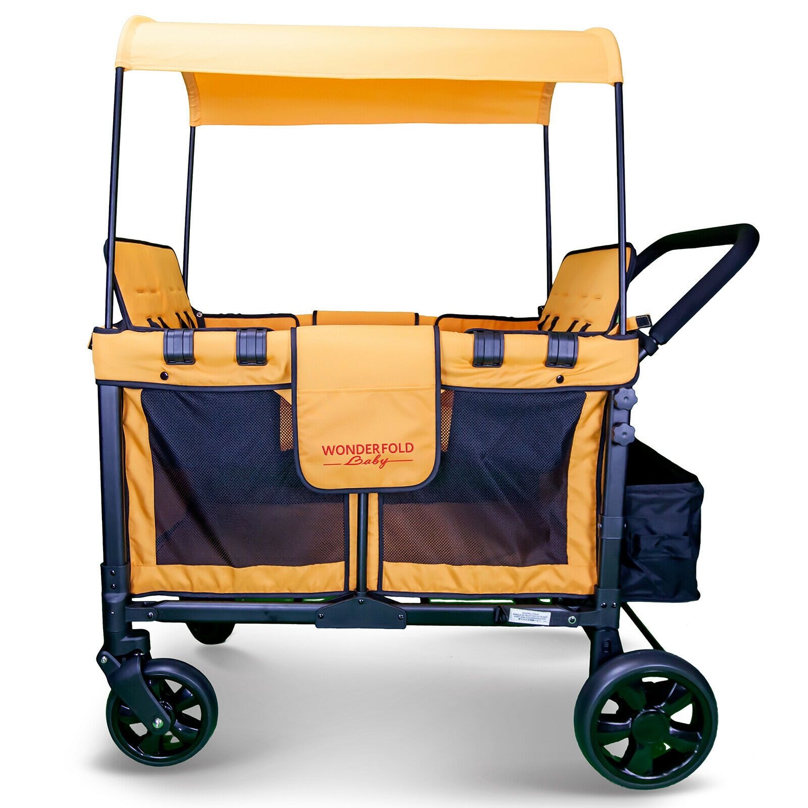 WonderFold Baby, WonderFold Baby W4 Multi-Function Folding Quad Stroller Wagon with Removable Canopy and Seats Orange New