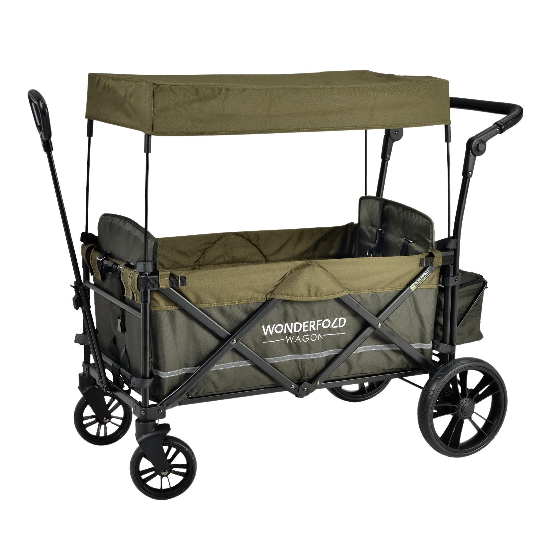WonderFold Baby, WonderFold Baby X2 Push/Pull 2-Passenger Double Stroller Wagon Green New