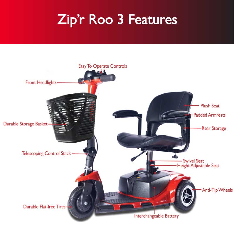 Zip'r, Zip'r Roo 3 Travel Mobility Scooter Blue New